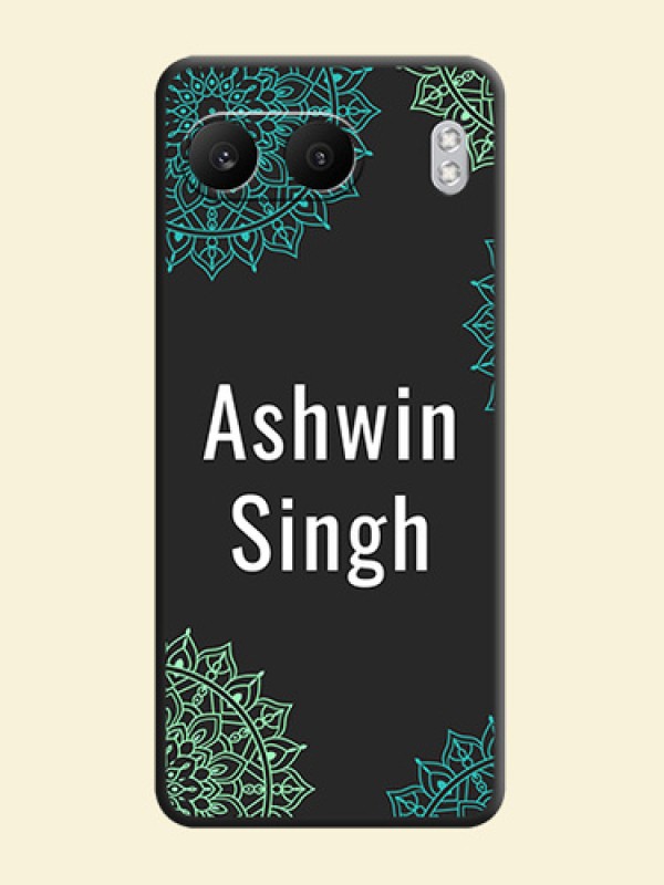 Your Name with Floral Design On Space Black Custom Soft Matte Mobile Back Cover - Nord 4 5G