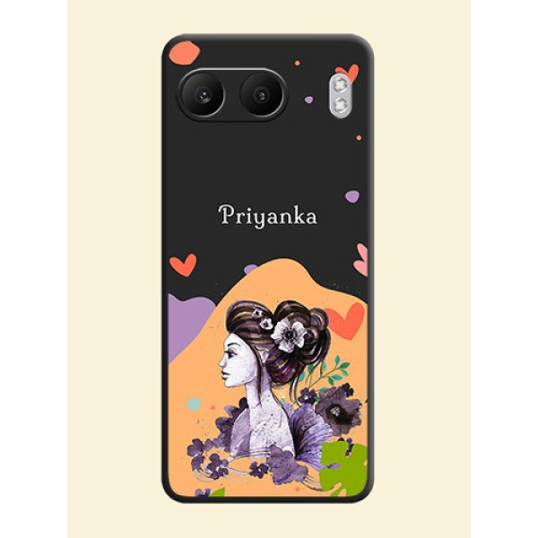 Namecase For Her With Fancy Lady Image On Space Black Custom Soft Matte Mobile Back Cover - Nord 4 5G Namecase For Her With Fancy Lady Image On Space Black Custom Soft Matte Mobile Back Cover - Nord 4 5G