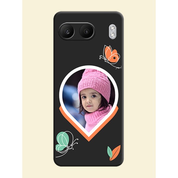 Upload Pic With Simple Butterly Design On Space Black Custom Soft Matte Mobile Back Cover - Nord 4 5G Upload Pic With Simple Butterly Design On Space Black Custom Soft Matte Mobile Back Cover - Nord 4 5G
