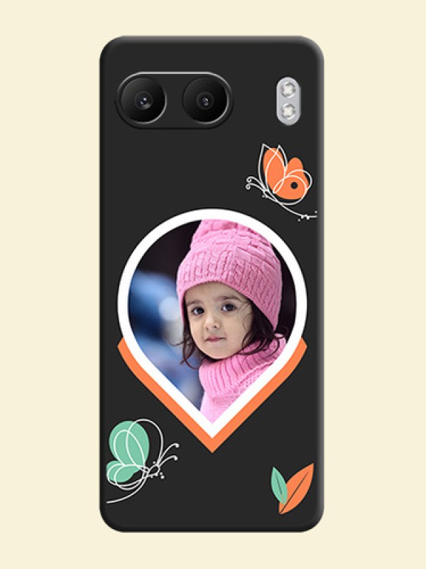 Upload Pic With Simple Butterly Design On Space Black Custom Soft Matte Mobile Back Cover - Nord 4 5G