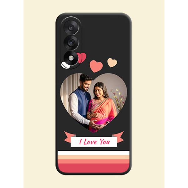 Love Shaped Photo with Colorful Stripes On Space Black Custom Soft Matte Mobile Back Cover - OnePlus Nord 5 5G Love Shaped Photo with Colorful Stripes On Space Black Custom Soft Matte Mobile Back Cover - OnePlus Nord 5 5G