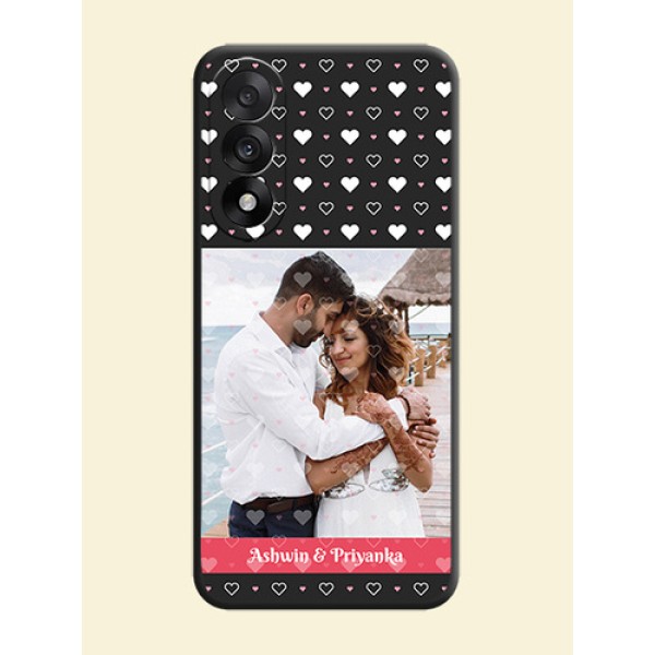 White Color Love Symbols with Text Design on Photo On Space Black Custom Soft Matte Mobile Back Cover - OnePlus Nord 5 5G