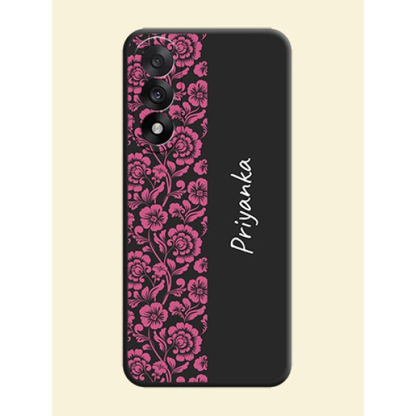 Pink Floral Pattern Design With Custom Text On Space Black Custom Soft Matte Mobile Back Cover - OnePlus Nord 5 5G Pink Floral Pattern Design With Custom Text On Space Black Custom Soft Matte Mobile Back Cover - OnePlus Nord 5 5G