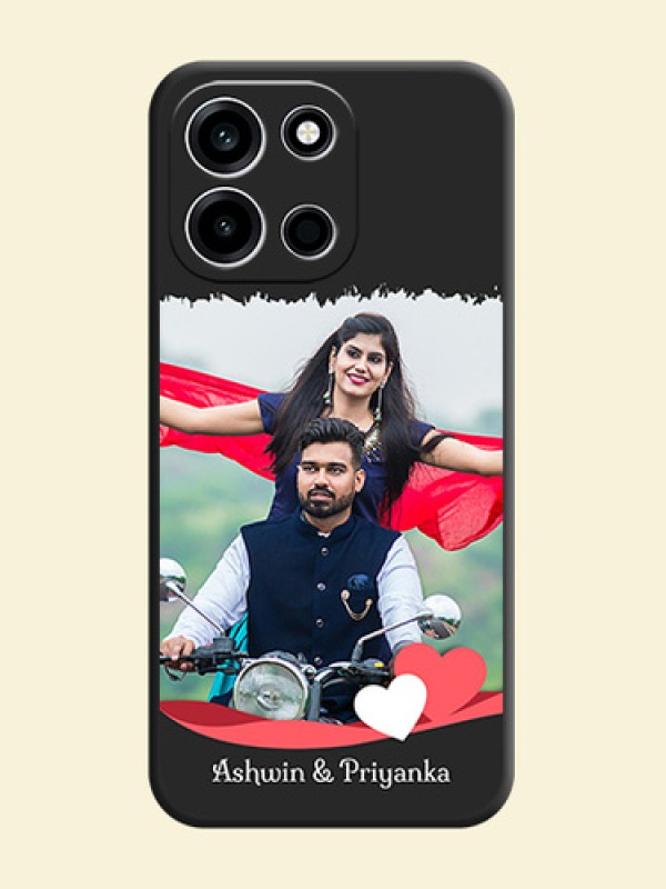 Pin Color Love Shaped Ribbon Design with Text On Space Black Custom Soft Matte Mobile Back Cover - OnePlus Nord 6 5G