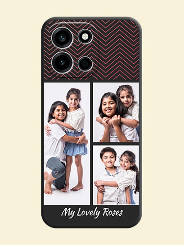Wave Pattern with 3 Image Holder On Space Black Custom Soft Matte Mobile Back Cover - OnePlus Nord 6 5G
