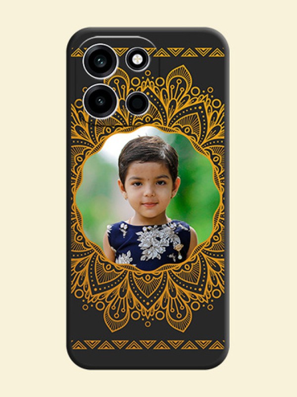 Round Image with Floral Design On Space Black Custom Soft Matte Mobile Back Cover - OnePlus Nord 6 5G
