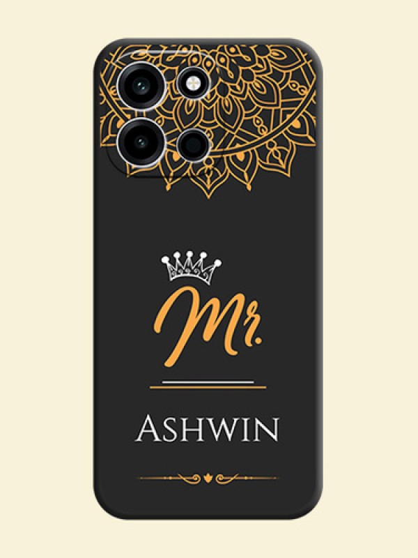 Mr Name with Floral Design On Space Black Custom Soft Matte Mobile Back Cover - OnePlus Nord 6 5G