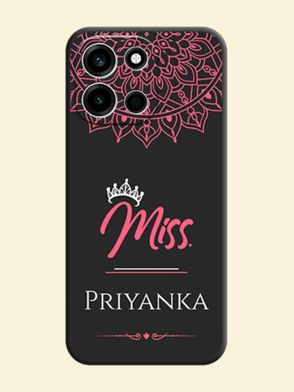 Mrs Name with Floral Design On Space Black Custom Soft Matte Mobile Back Cover - OnePlus Nord 6 5G
