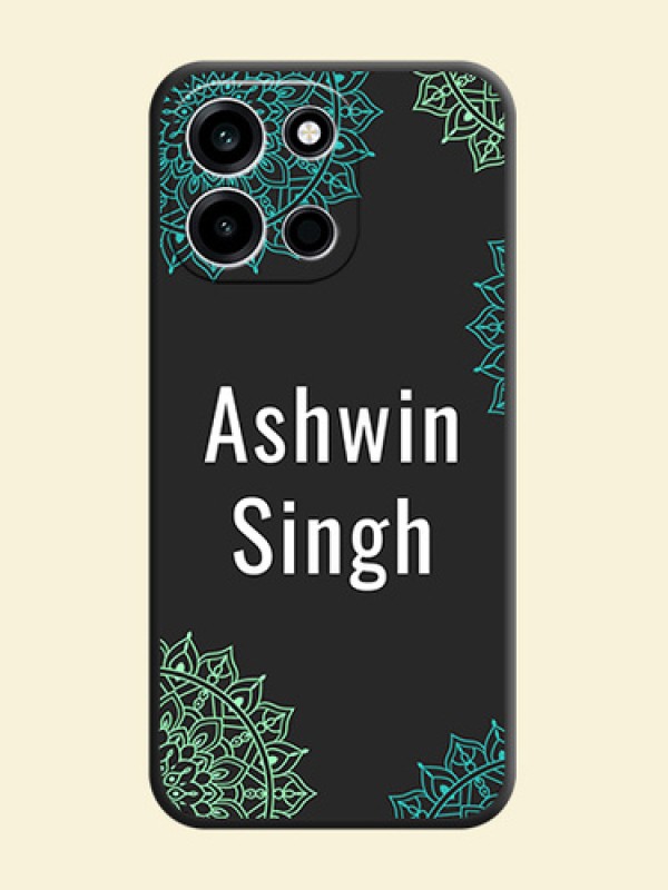 Your Name with Floral Design On Space Black Custom Soft Matte Mobile Back Cover - OnePlus Nord 6 5G