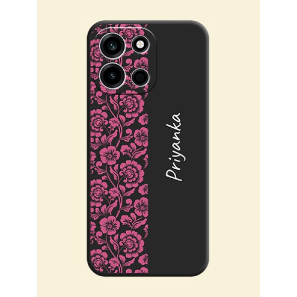 Pink Floral Pattern Design With Custom Text On Space Black Custom Soft Matte Mobile Back Cover - OnePlus Nord 6 5G Pink Floral Pattern Design With Custom Text On Space Black Custom Soft Matte Mobile Back Cover - OnePlus Nord 6 5G
