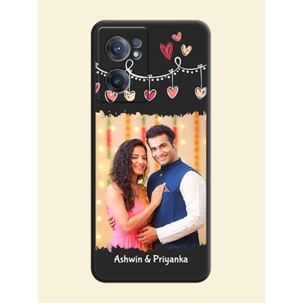 Pink Love Hangings with Name on Space Black Custom Soft Matte Phone Cases - OnePlus Nord CE 2 5G Pink Love Hangings with Name on Space Black Custom Soft Matte Phone Cases - OnePlus Nord CE 2 5G