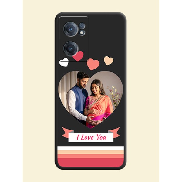 Love Shaped Photo with Colorful Stripes on Personalised Space Black Soft Matte Cases - OnePlus Nord CE 2 5G