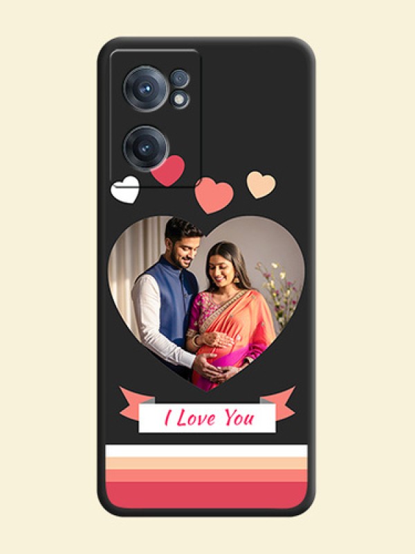 Love Shaped Photo with Colorful Stripes on Personalised Space Black Soft Matte Cases - OnePlus Nord CE 2 5G