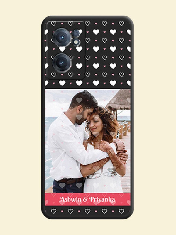 White Color Love Symbols with Text Design on Photo on Space Black Soft Matte Phone Cover - OnePlus Nord CE 2 5G