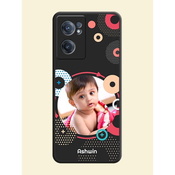 Multicoloured Round Image on Personalised Space Black Soft Matte Cases - OnePlus Nord CE 2 5G Multicoloured Round Image on Personalised Space Black Soft Matte Cases - OnePlus Nord CE 2 5G