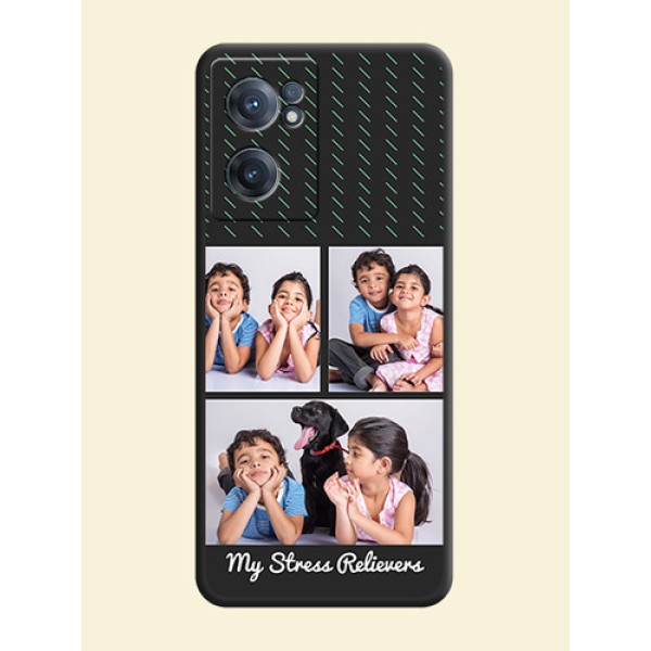 Cross Dotted Pattern with 2 Image Holder on Personalised Space Black Soft Matte Cases - OnePlus Nord CE 2 5G Cross Dotted Pattern with 2 Image Holder on Personalised Space Black Soft Matte Cases - OnePlus Nord CE 2 5G