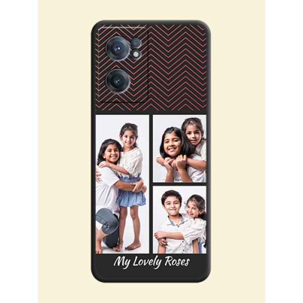 Wave Pattern with 3 Image Holder on Space Black Custom Soft Matte Back Cover - OnePlus Nord CE 2 5G Wave Pattern with 3 Image Holder on Space Black Custom Soft Matte Back Cover - OnePlus Nord CE 2 5G