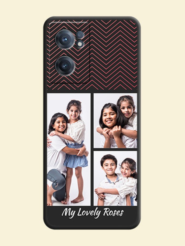 Wave Pattern with 3 Image Holder on Space Black Custom Soft Matte Back Cover - OnePlus Nord CE 2 5G