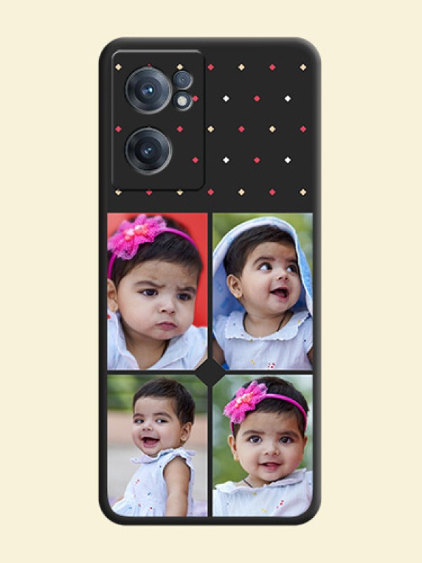 Multicolor Dotted Pattern with 4 Image Holder on Space Black Custom Soft Matte Phone Cases - OnePlus Nord CE 2 5G