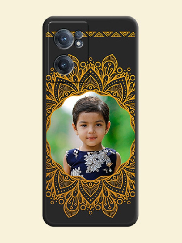 Round Image with Floral Design on Photo on Space Black Soft Matte Mobile Cover - OnePlus Nord CE 2 5G