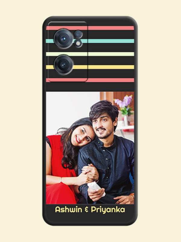 Color Stripes with Photo and Text on Photo on Space Black Soft Matte Mobile Case - OnePlus Nord CE 2 5G