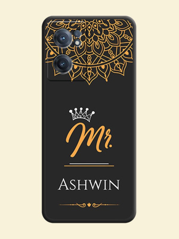 Mr Name with Floral Design  on Personalised Space Black Soft Matte Cases - OnePlus Nord CE 2 5G