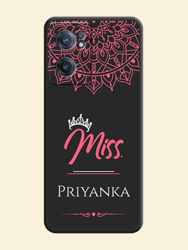 Mrs Name with Floral Design on Space Black Personalized Soft Matte Phone Covers - OnePlus Nord CE 2 5G