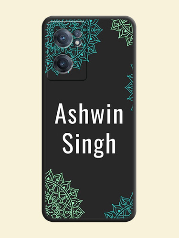 Your Name with Floral Design on Space Black Custom Soft Matte Back Cover - OnePlus Nord CE 2 5G