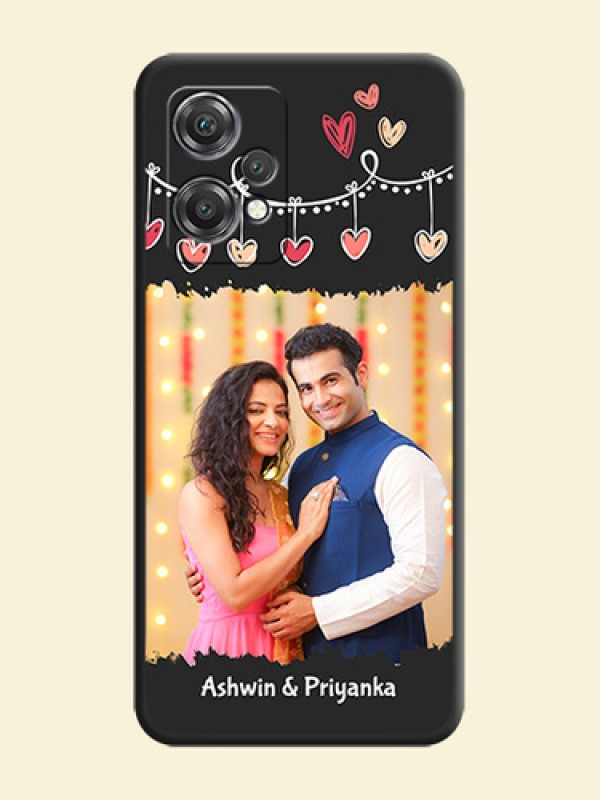 Pink Love Hangings with Name on Space Black Custom Soft Matte Phone Cases - OnePlus Nord CE 2 Lite 5G