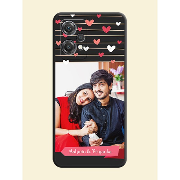 Love Pattern with Name on Pink Ribbon  on Photo on Space Black Soft Matte Back Cover - OnePlus Nord CE 2 Lite 5G