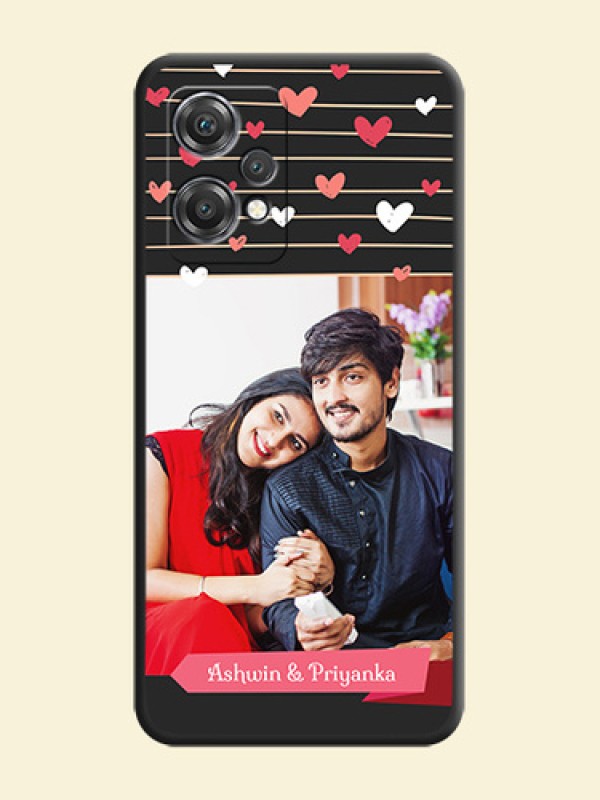 Love Pattern with Name on Pink Ribbon  on Photo on Space Black Soft Matte Back Cover - OnePlus Nord CE 2 Lite 5G