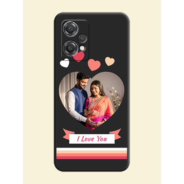 Love Shaped Photo with Colorful Stripes on Personalised Space Black Soft Matte Cases - OnePlus Nord CE 2 Lite 5G