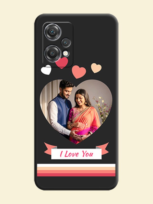 Love Shaped Photo with Colorful Stripes on Personalised Space Black Soft Matte Cases - OnePlus Nord CE 2 Lite 5G