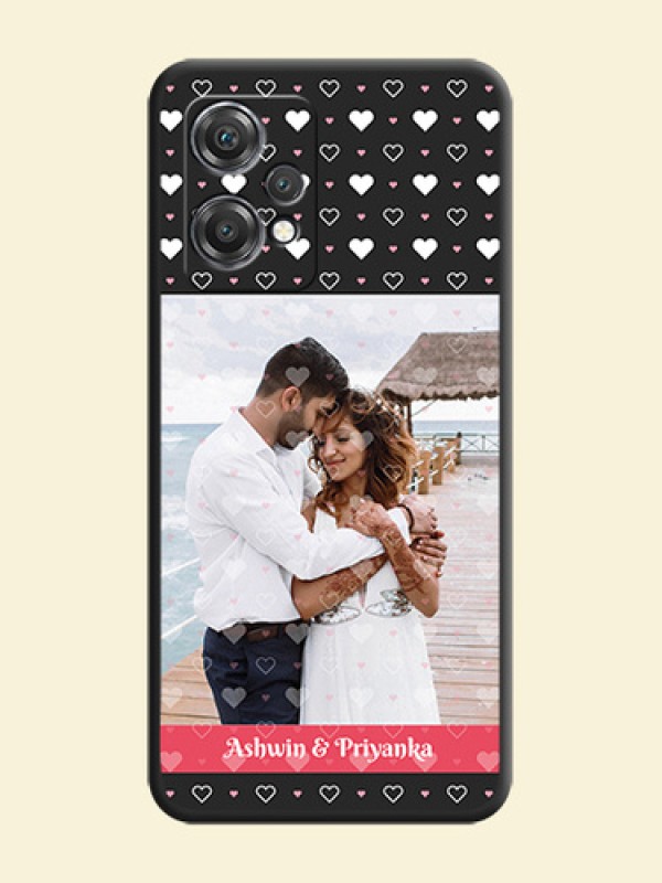 White Color Love Symbols with Text Design on Photo on Space Black Soft Matte Phone Cover - OnePlus Nord CE 2 Lite 5G