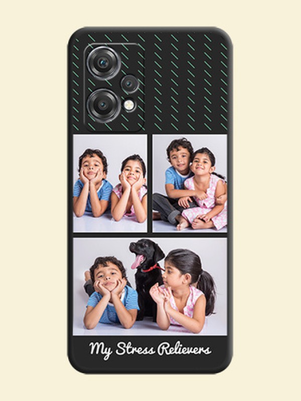 Cross Dotted Pattern with 2 Image Holder  on Personalised Space Black Soft Matte Cases - OnePlus Nord CE 2 Lite 5G