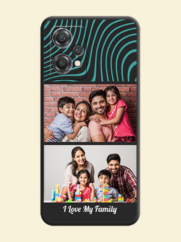 Wave Pattern with 2 Image Holder on Space Black Personalized Soft Matte Phone Covers - OnePlus Nord CE 2 Lite 5G