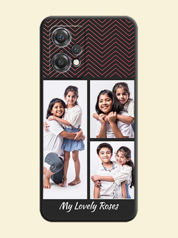 Wave Pattern with 3 Image Holder on Space Black Custom Soft Matte Back Cover - OnePlus Nord CE 2 Lite 5G