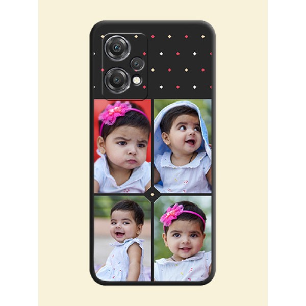 Multicolor Dotted Pattern with 4 Image Holder on Space Black Custom Soft Matte Phone Cases - OnePlus Nord CE 2 Lite 5G Multicolor Dotted Pattern with 4 Image Holder on Space Black Custom Soft Matte Phone Cases - OnePlus Nord CE 2 Lite 5G