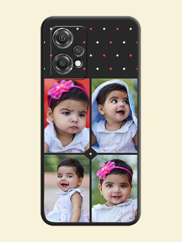 Multicolor Dotted Pattern with 4 Image Holder on Space Black Custom Soft Matte Phone Cases - OnePlus Nord CE 2 Lite 5G