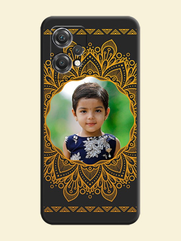 Round Image with Floral Design on Photo on Space Black Soft Matte Mobile Cover - OnePlus Nord CE 2 Lite 5G