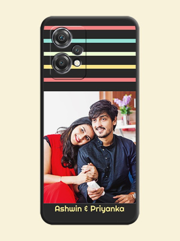 Color Stripes with Photo and Text on Photo on Space Black Soft Matte Mobile Case - OnePlus Nord CE 2 Lite 5G