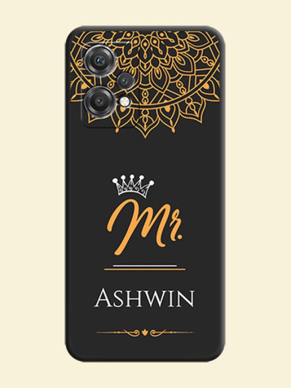 Mr Name with Floral Design  on Personalised Space Black Soft Matte Cases - OnePlus Nord CE 2 Lite 5G