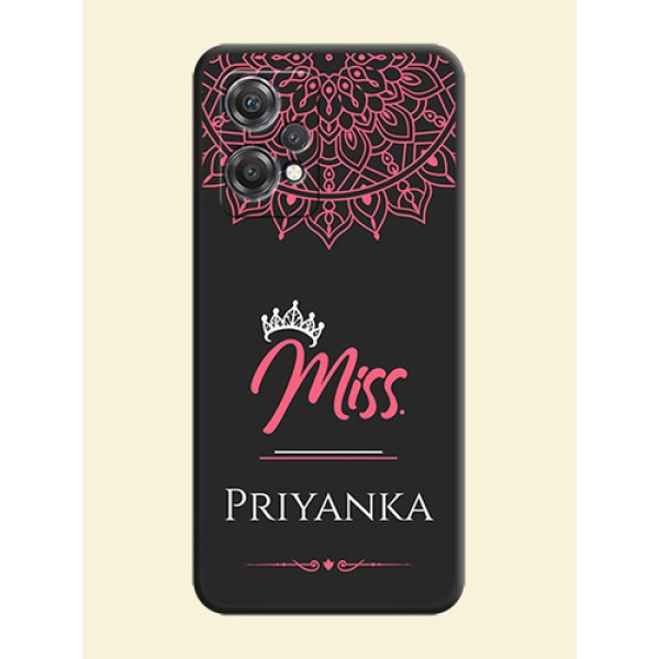 Mrs Name with Floral Design on Space Black Personalized Soft Matte Phone Covers - OnePlus Nord CE 2 Lite 5G Mrs Name with Floral Design on Space Black Personalized Soft Matte Phone Covers - OnePlus Nord CE 2 Lite 5G