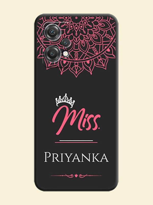 Mrs Name with Floral Design on Space Black Personalized Soft Matte Phone Covers - OnePlus Nord CE 2 Lite 5G