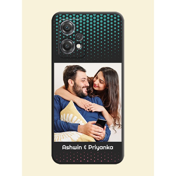 Faded Dots with Grunge Photo Frame and Text on Space Black Custom Soft Matte Phone Cases - OnePlus Nord CE 2 Lite 5G Faded Dots with Grunge Photo Frame and Text on Space Black Custom Soft Matte Phone Cases - OnePlus Nord CE 2 Lite 5G