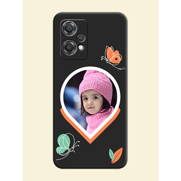 Upload Pic With Simple Butterly Design On Space Black Personalized Soft Matte Phone Covers -Oneplus Nord Ce 2 Lite 5G Upload Pic With Simple Butterly Design On Space Black Personalized Soft Matte Phone Covers -Oneplus Nord Ce 2 Lite 5G