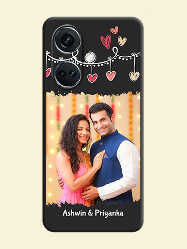 Pink Love Hangings with Name on Space Black Custom Soft Matte Phone Cases - OnePlus Nord CE 3 5G