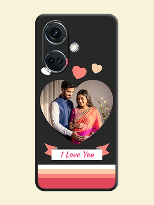 Love Shaped Photo with Colorful Stripes on Personalised Space Black Soft Matte Cases - OnePlus Nord CE 3 5G