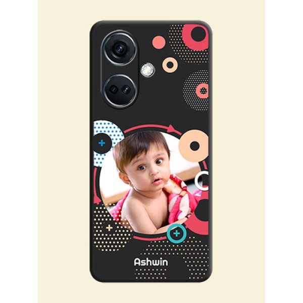 Multicoloured Round Image on Personalised Space Black Soft Matte Cases - OnePlus Nord CE 3 5G Multicoloured Round Image on Personalised Space Black Soft Matte Cases - OnePlus Nord CE 3 5G