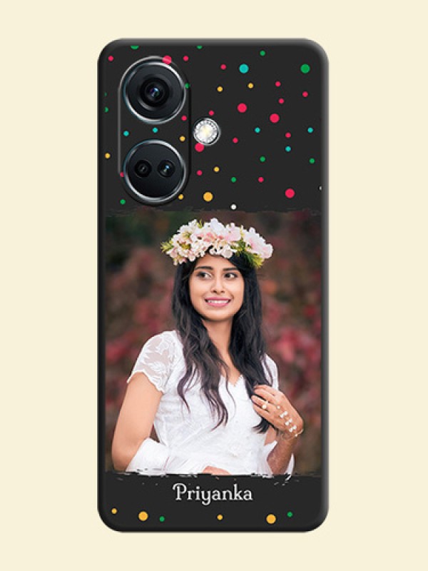 Multicolor Dotted Pattern with Text on Space Black Custom Soft Matte Phone Back Cover - OnePlus Nord CE 3 5G